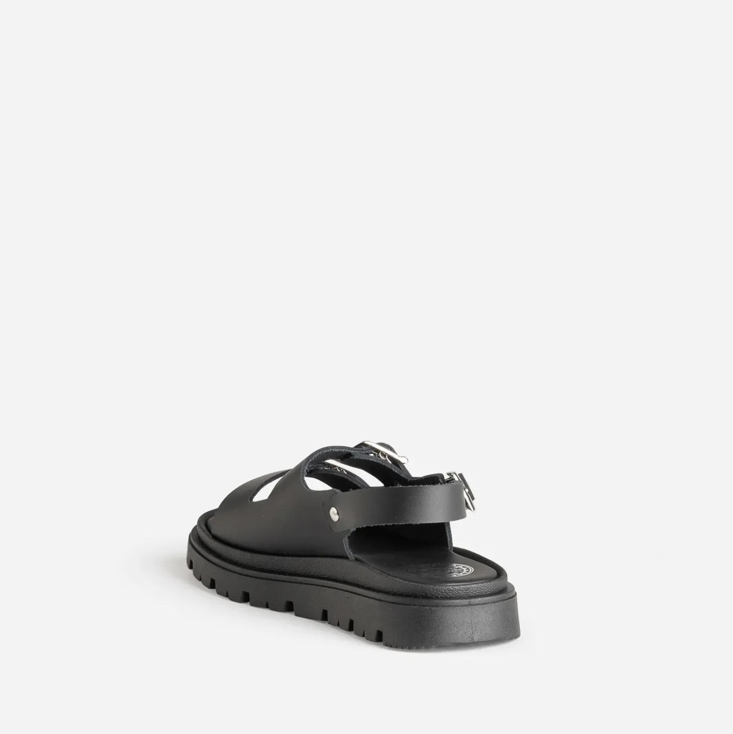 Sandale BUGGY noire cuir semelle crantée