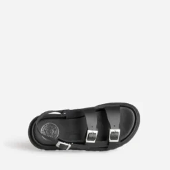 Sandale BUGGY noire cuir semelle crantée