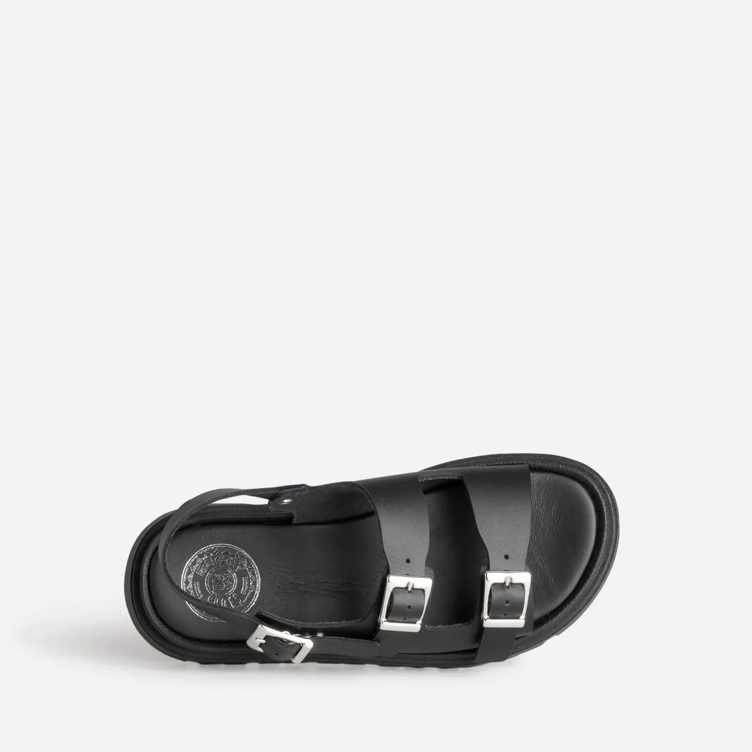 Sandale BUGGY noire cuir semelle crantée