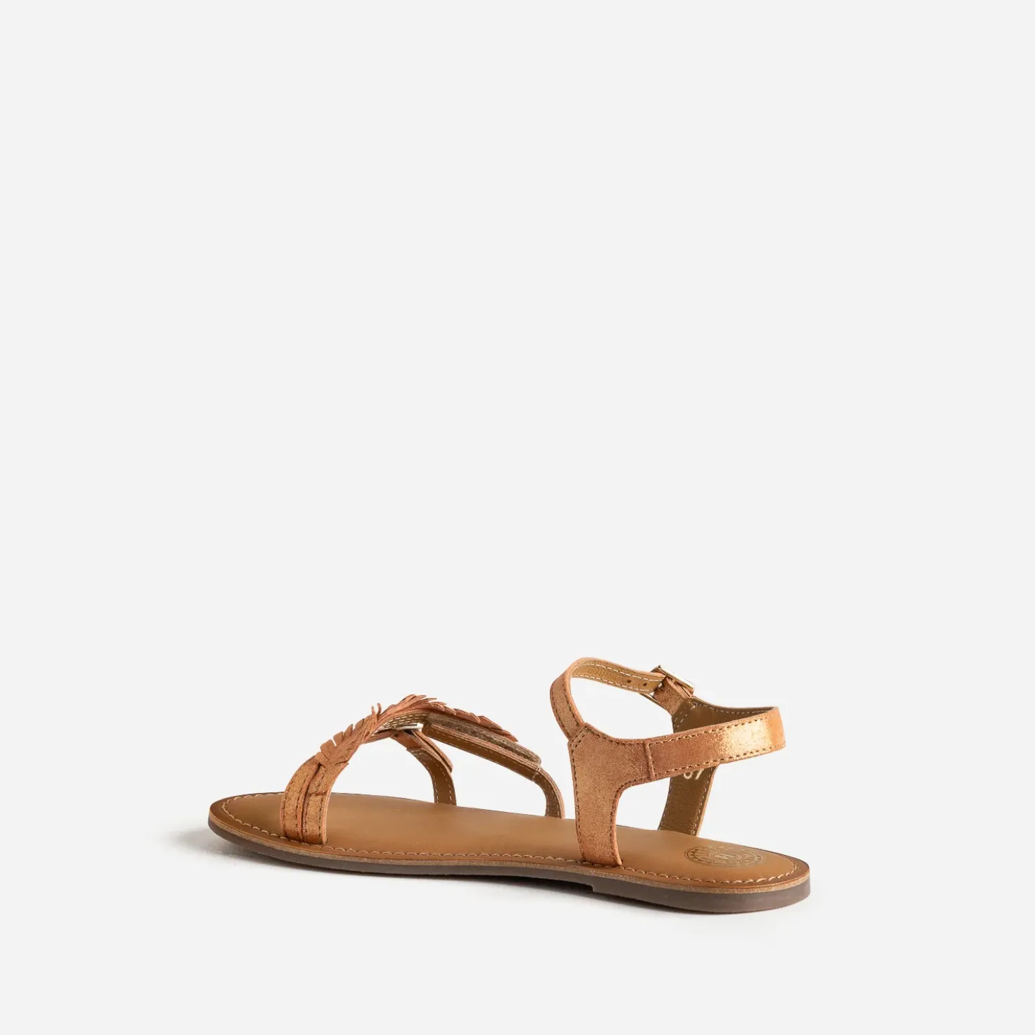 Sandale BUGGY orange en cuir velours avec feuilles