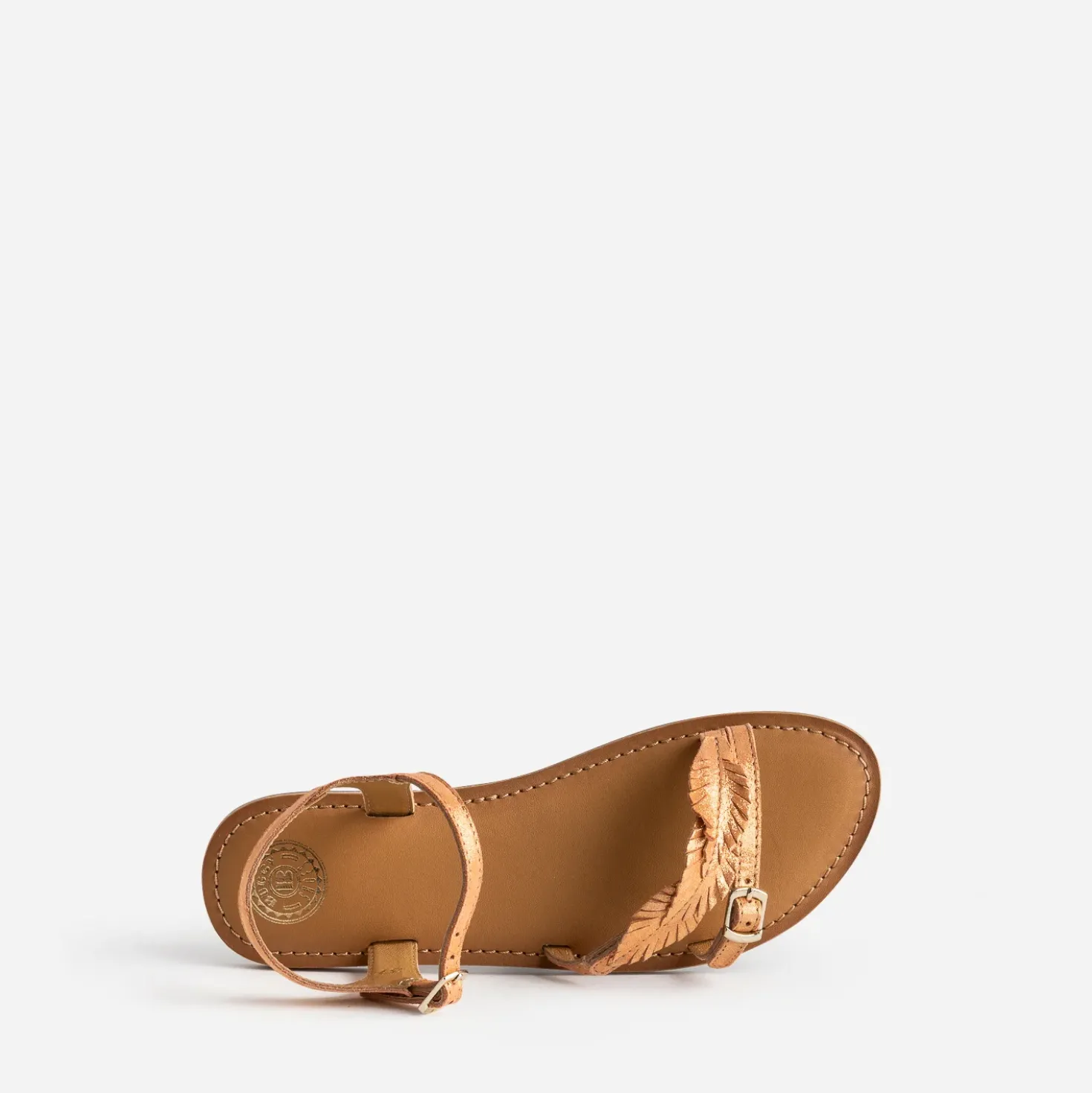 Sandale BUGGY orange en cuir velours avec feuilles
