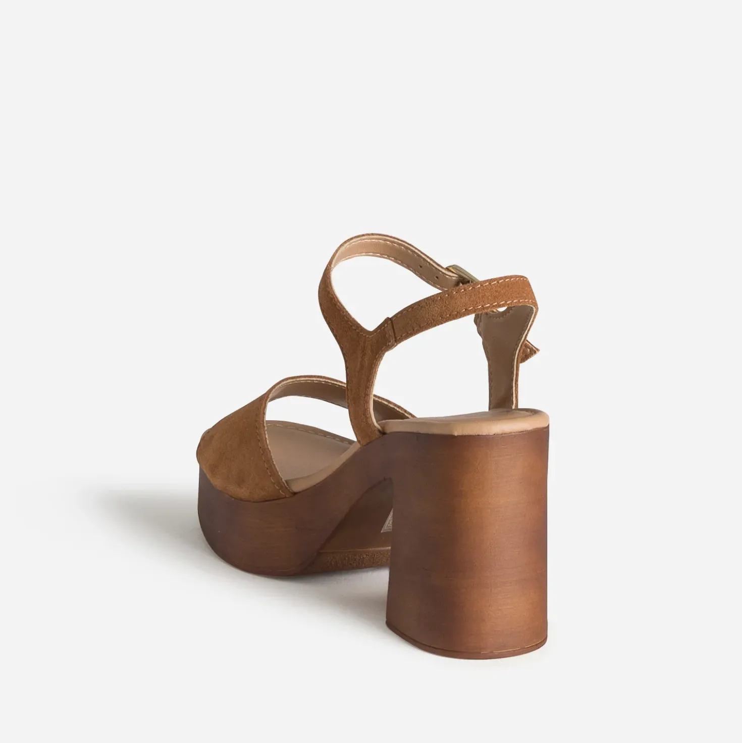 Sandale camel cuir velours à talon