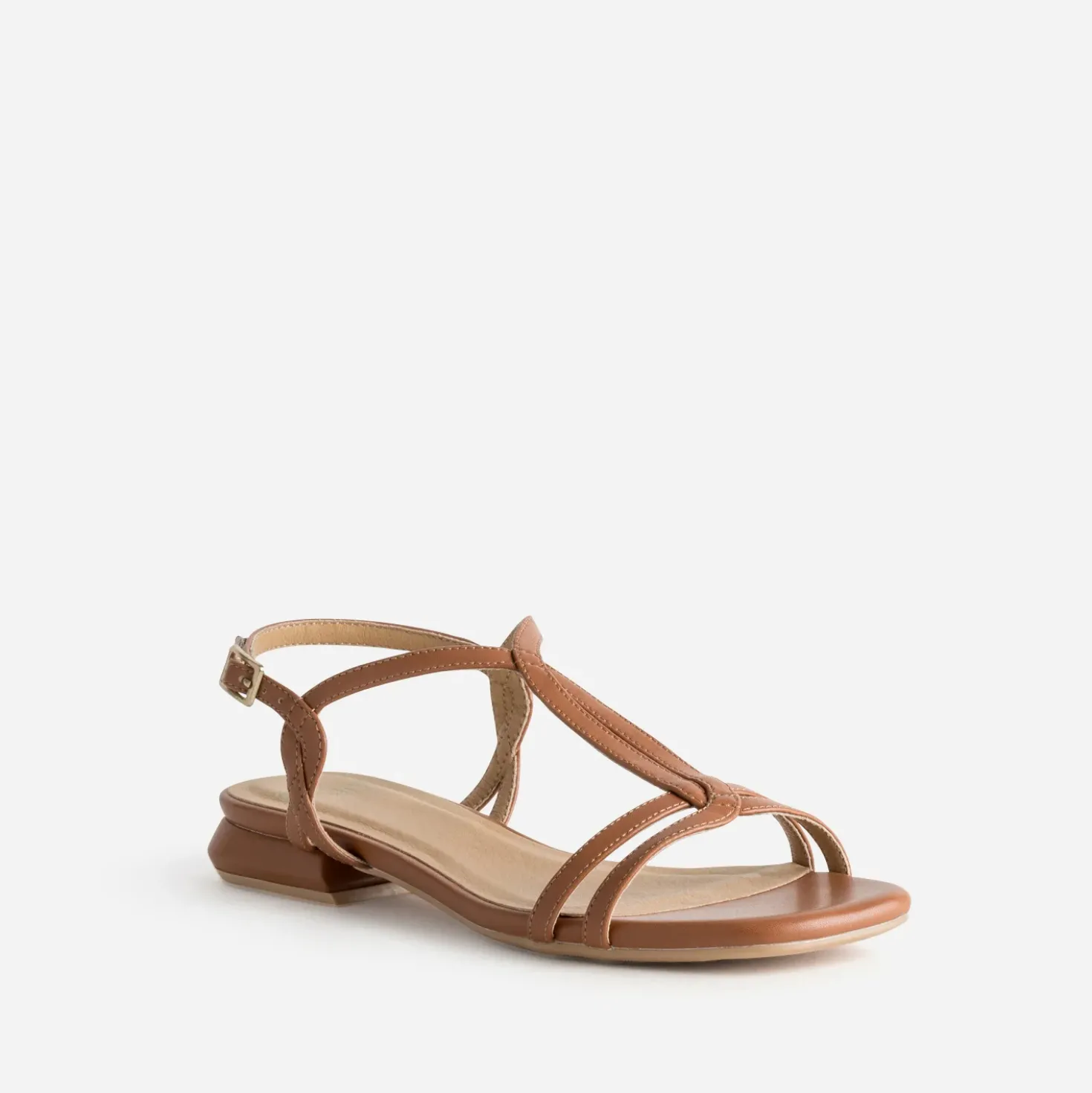 Sandale cognac brides entrelacées