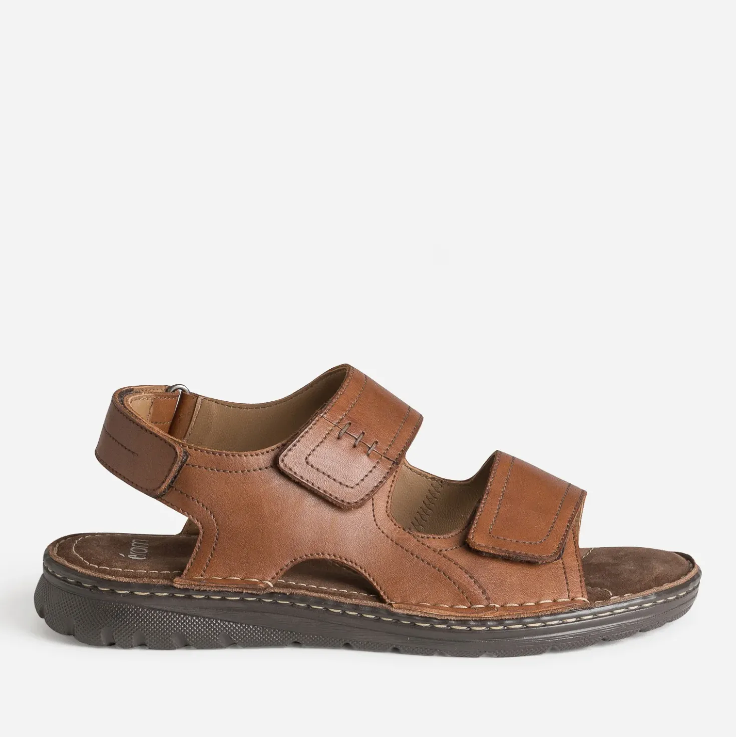 Sandale cognac cuir à scratchs