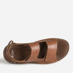 Sandale cognac cuir à scratchs