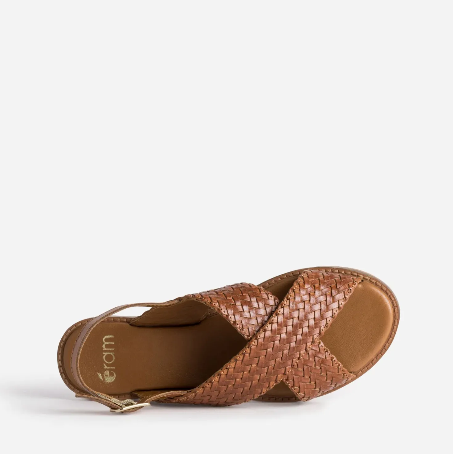 Sandale cognac cuir tressé