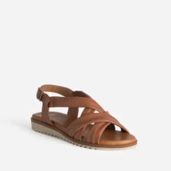 Sandale cognac en cuir souple éco-conçu