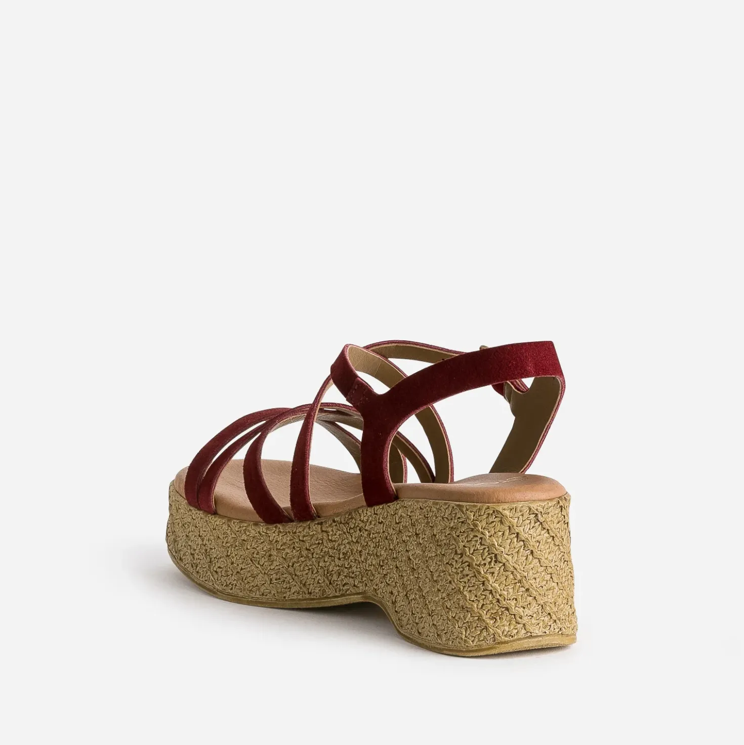 Sandale compensée TEXTO bordeaux cuir velours