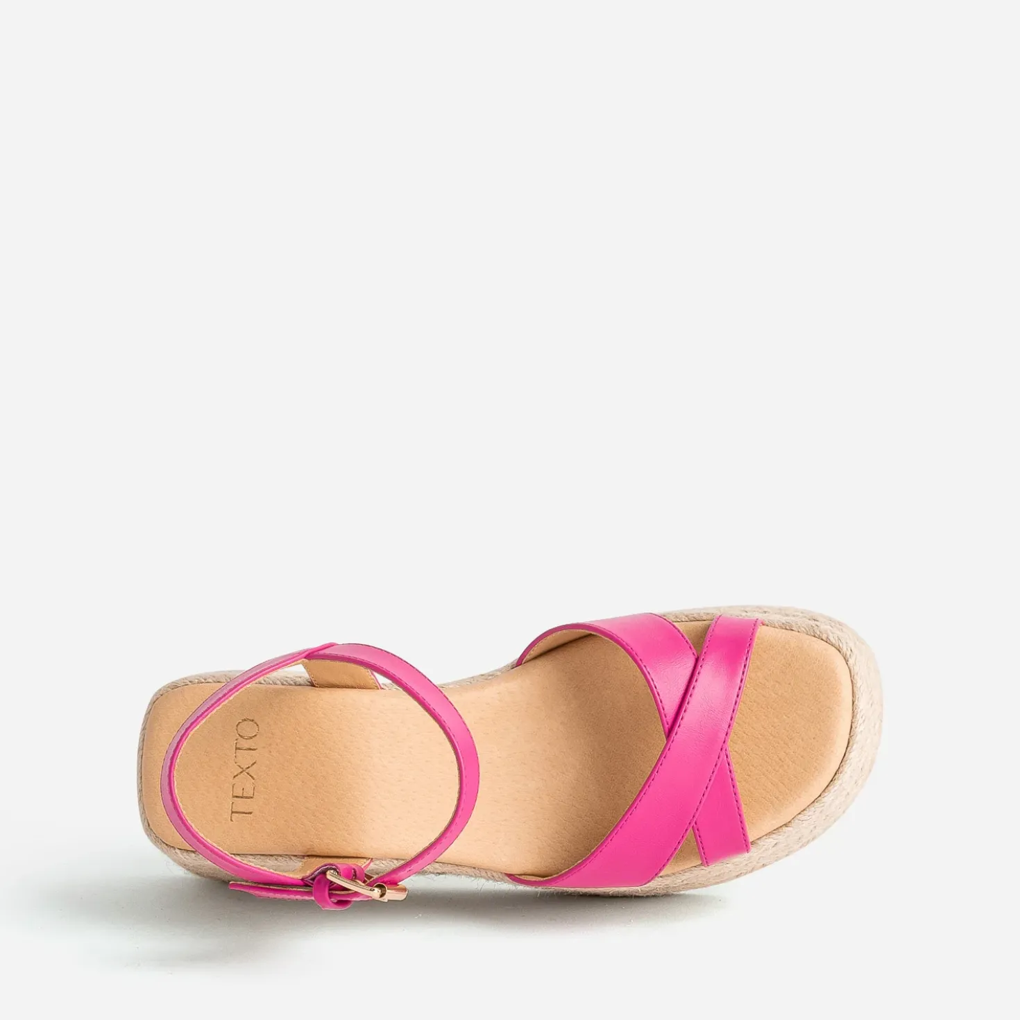 Sandale compensée TEXTO rose fuchsia