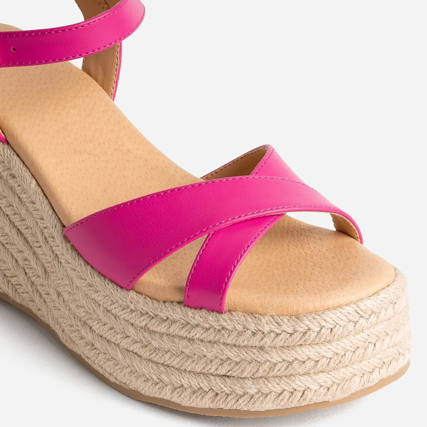 Sandale compensée TEXTO rose fuchsia