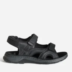 Sandale confort noire cuir à scratchs