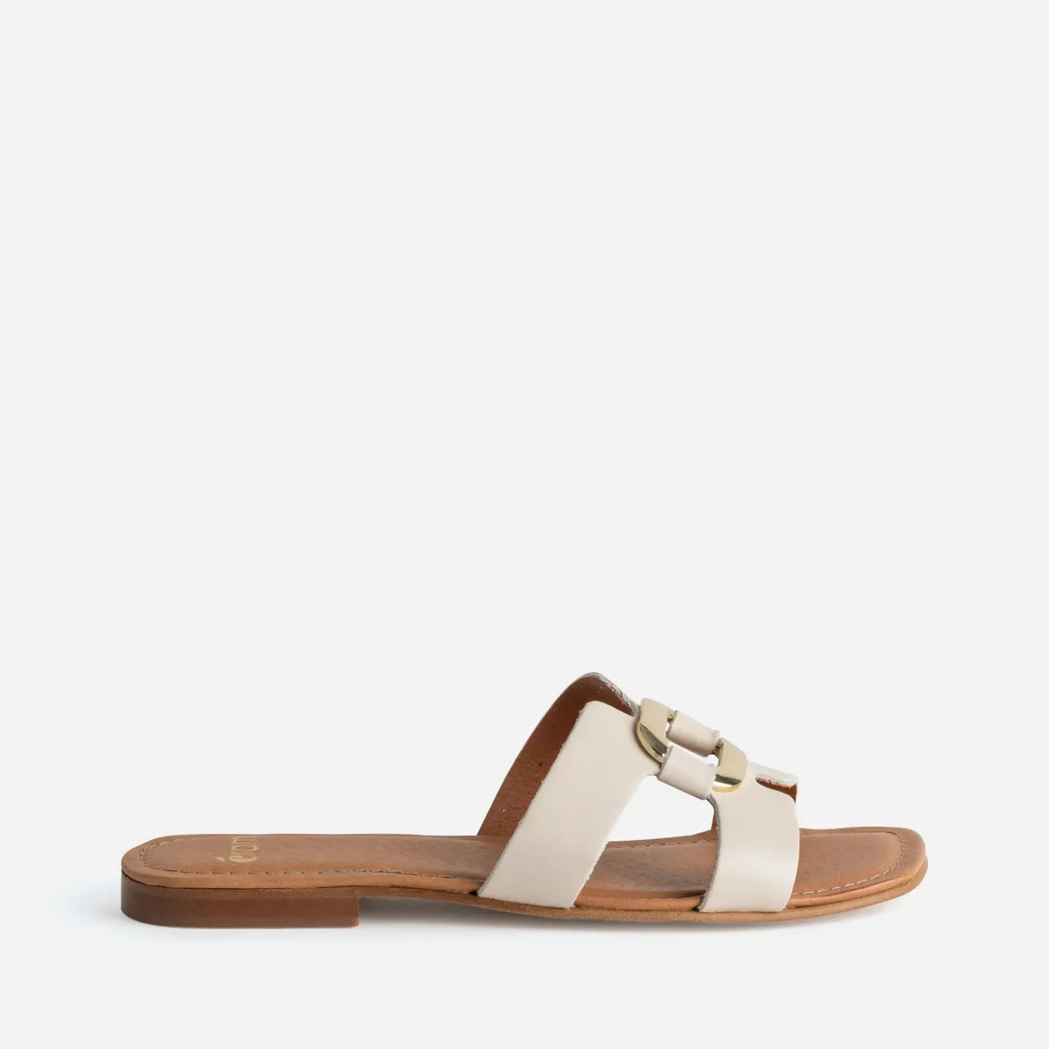 Sandale écrue cuir et anneau