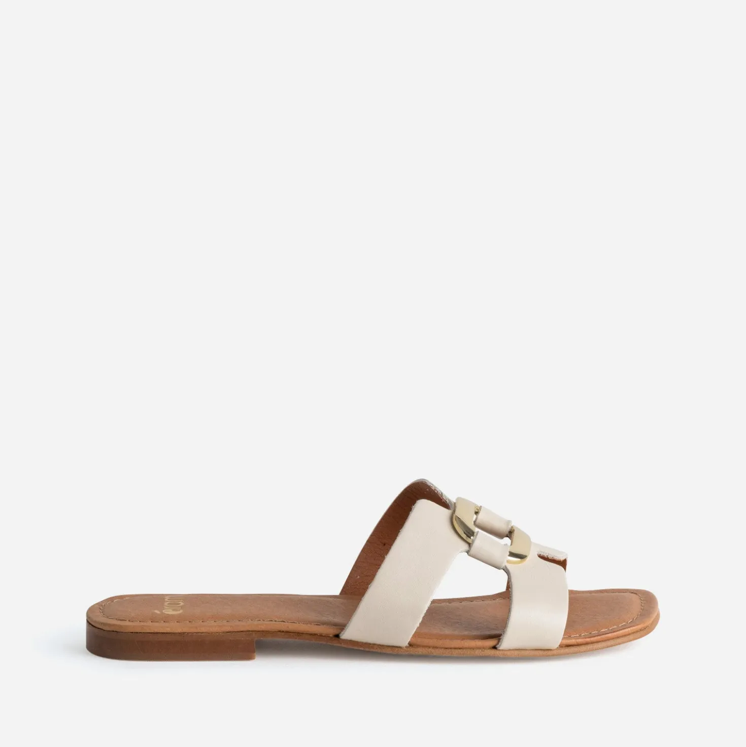 Sandale écrue cuir et anneau