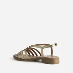 Sandale dorée cuir brides entrelacées