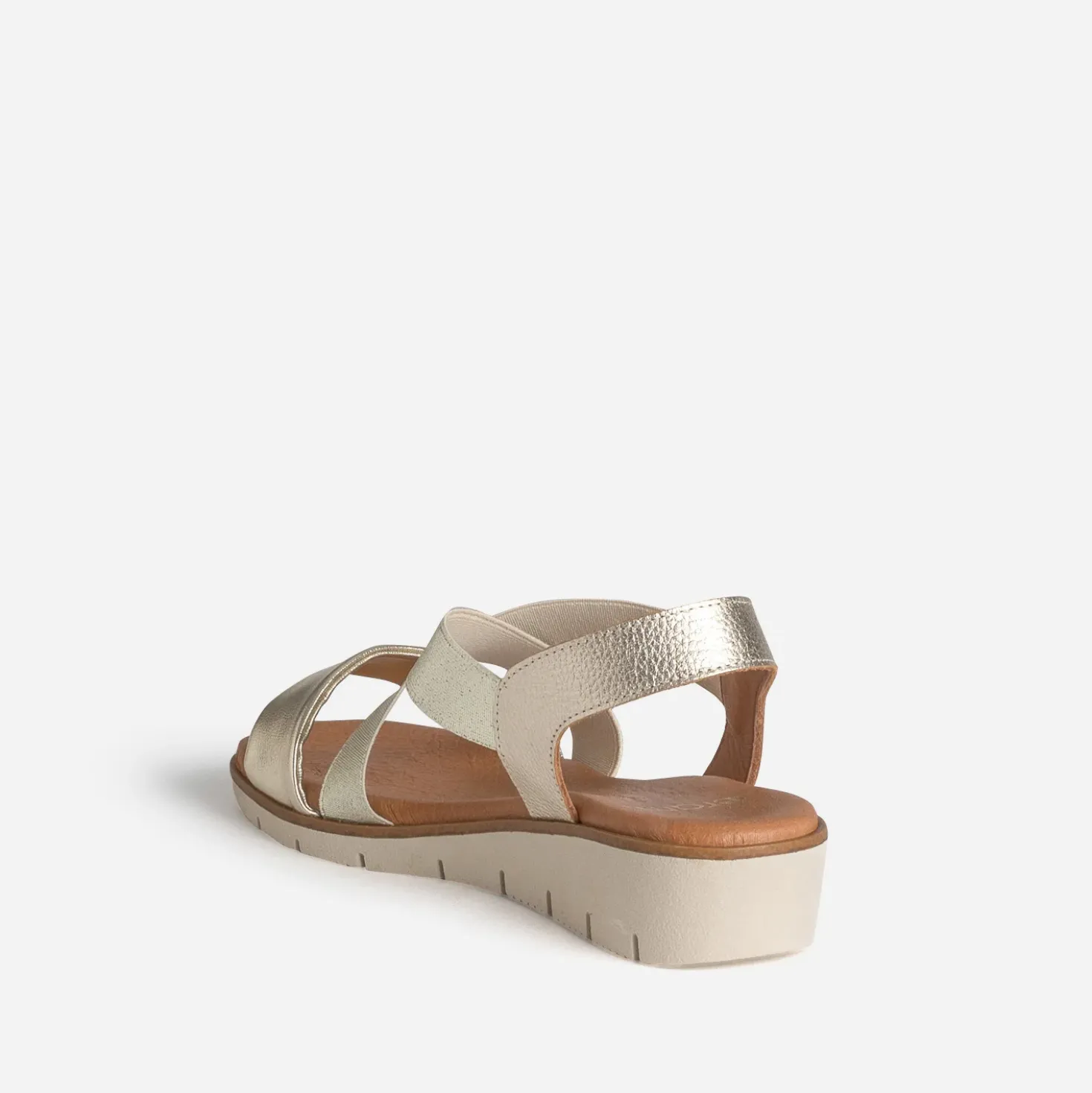 Sandale dorée cuir brides élastiquées