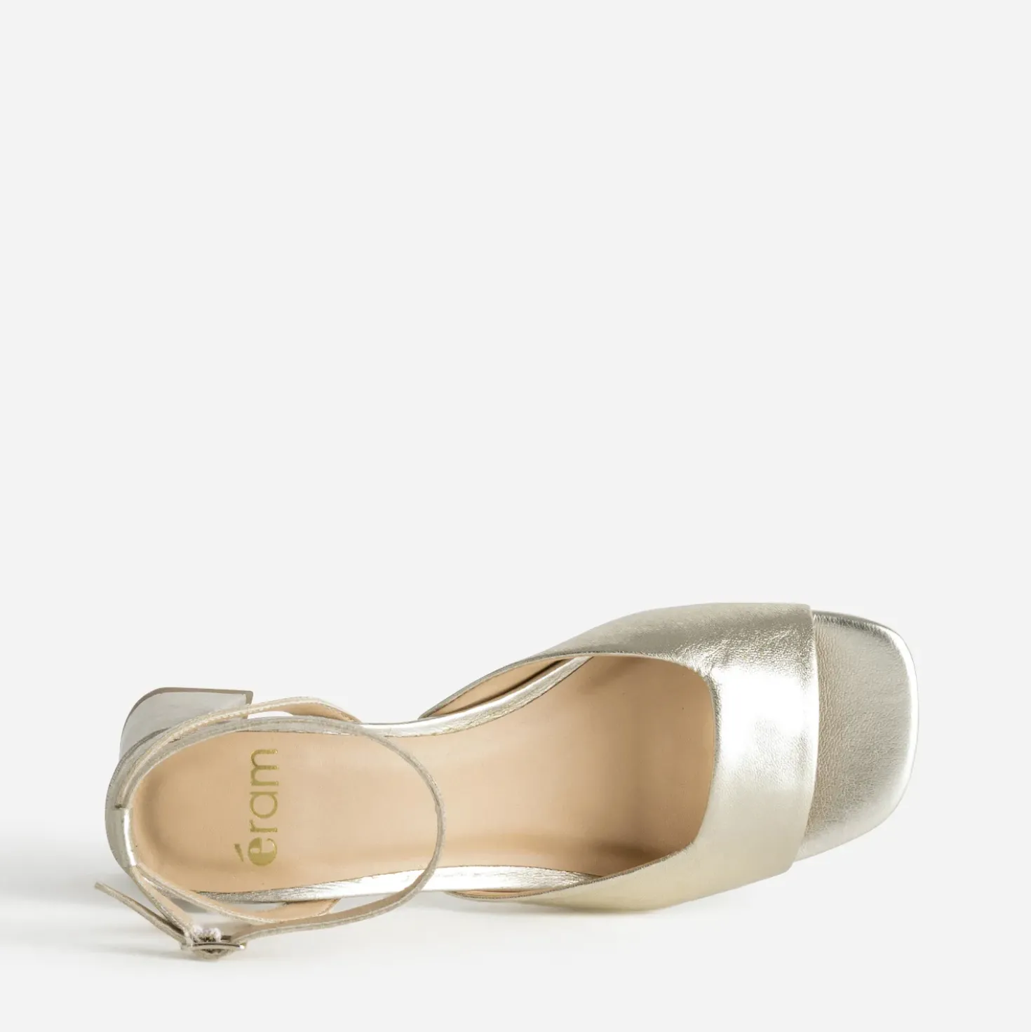 Sandale dorée cuir décolleté carré