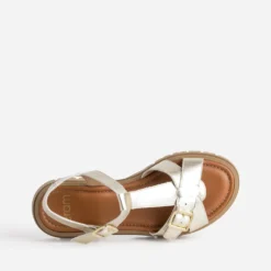 Sandale dorée cuir semelle crantée