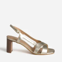 Sandale dorée cuir à talon