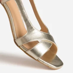 Sandale dorée cuir à talon