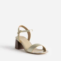 Sandale dorée cuir à talon