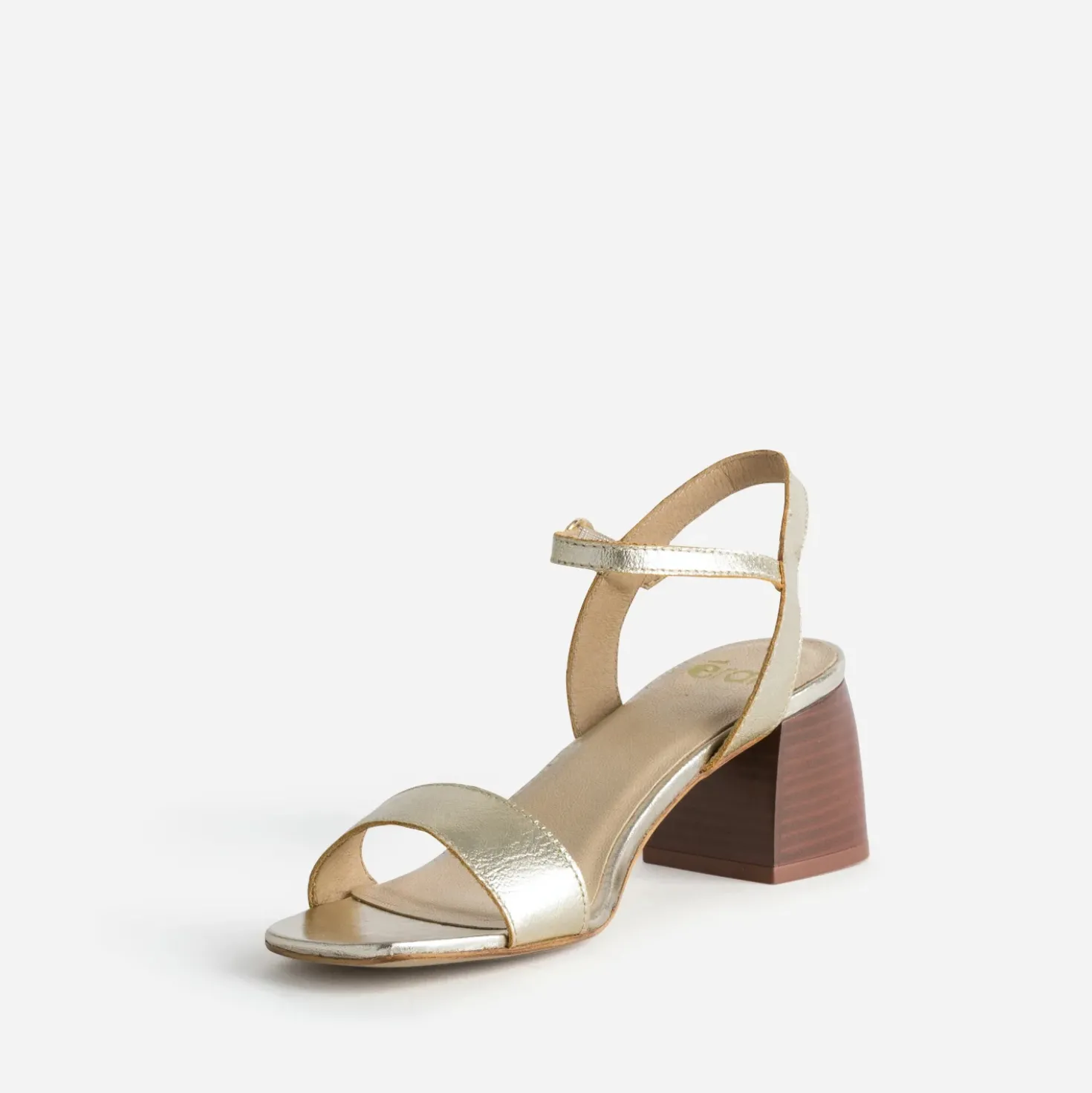 Sandale dorée cuir à talon