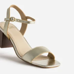 Sandale dorée cuir à talon