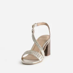 Sandale dorée cuir tressé