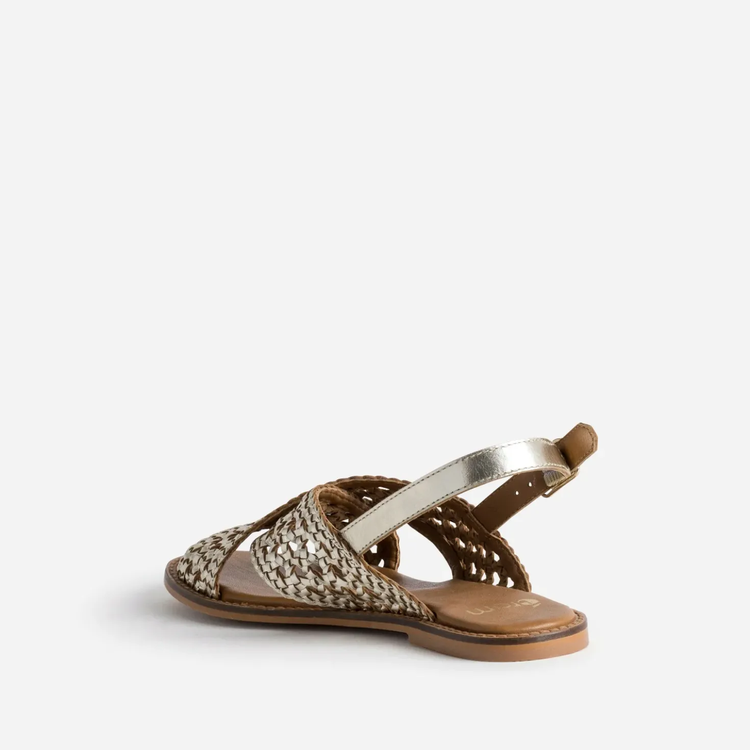 Sandale dorée cuir tressé
