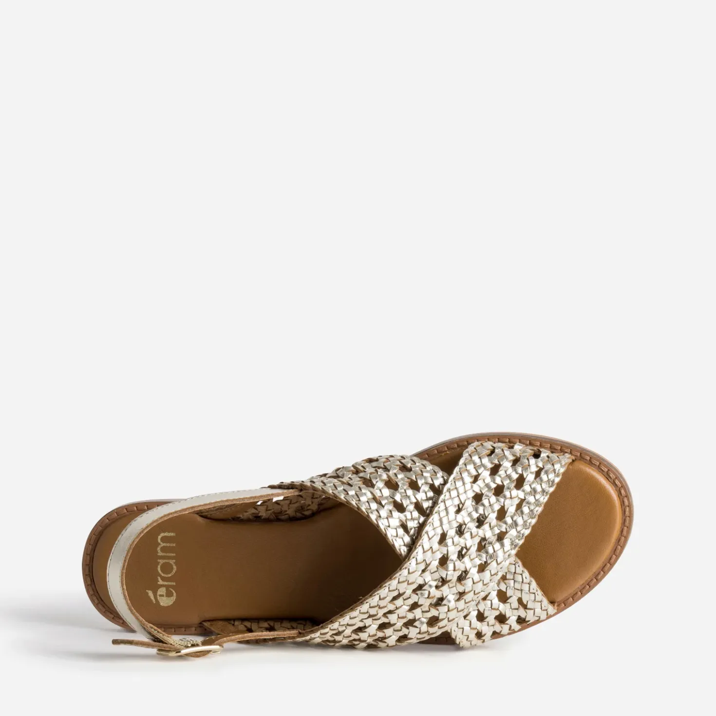 Sandale dorée cuir tressé