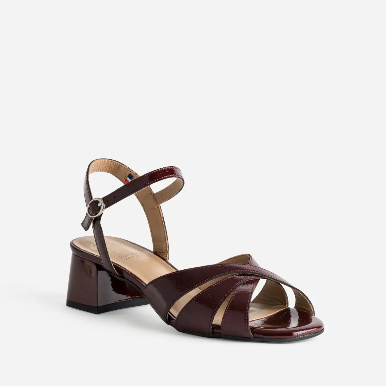 Sandale ERAM FLEX bordeaux cuir verni
