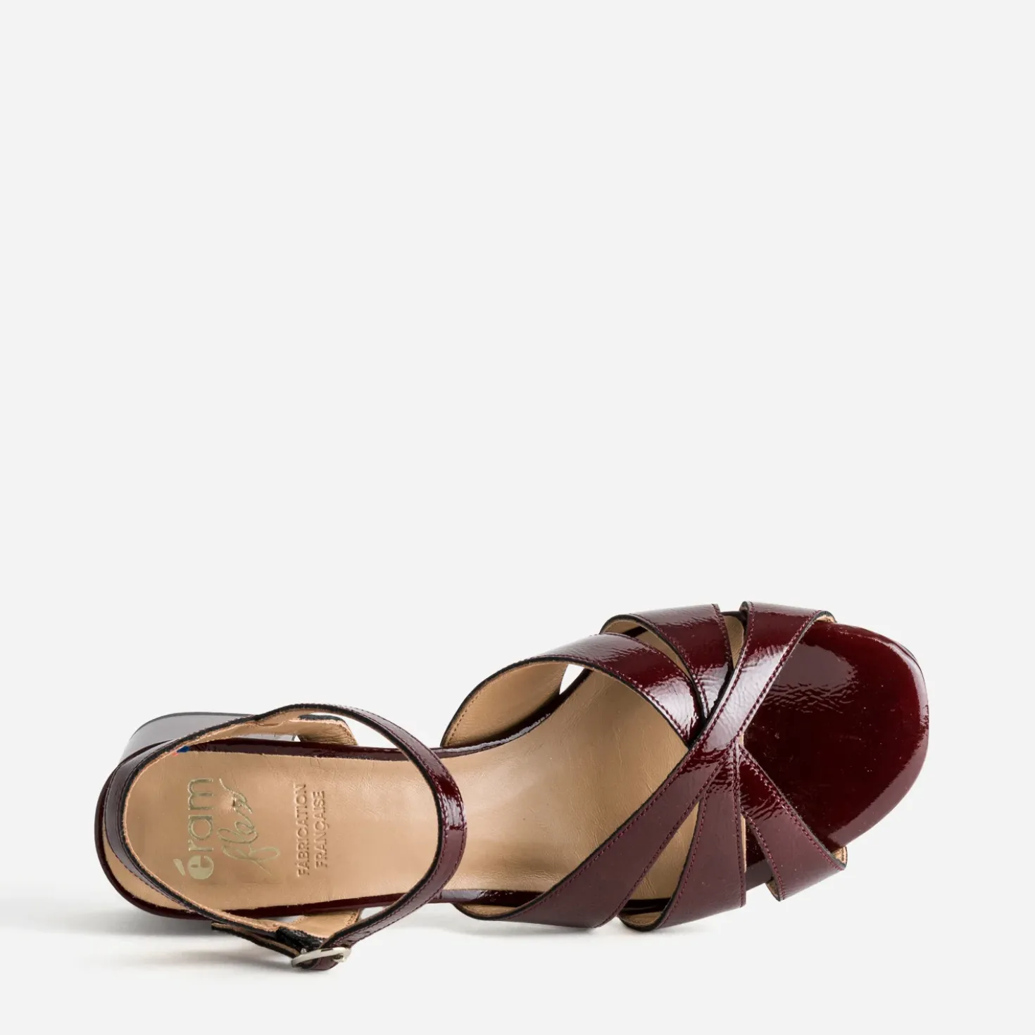 Sandale ERAM FLEX bordeaux cuir verni
