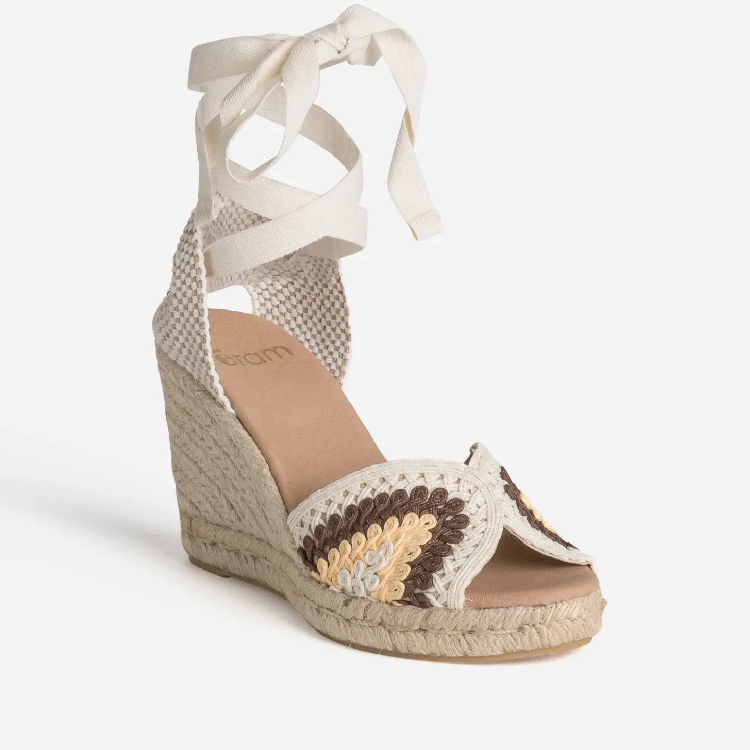 Sandale espadrille écrue effet macramé