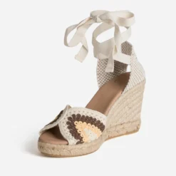 Sandale espadrille écrue effet macramé