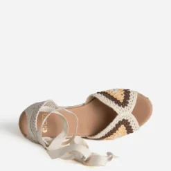 Sandale espadrille écrue effet macramé
