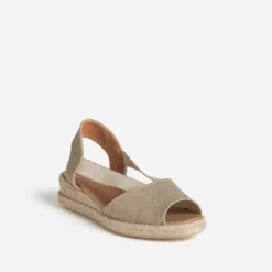 Sandale espadrille kaki lin pailleté