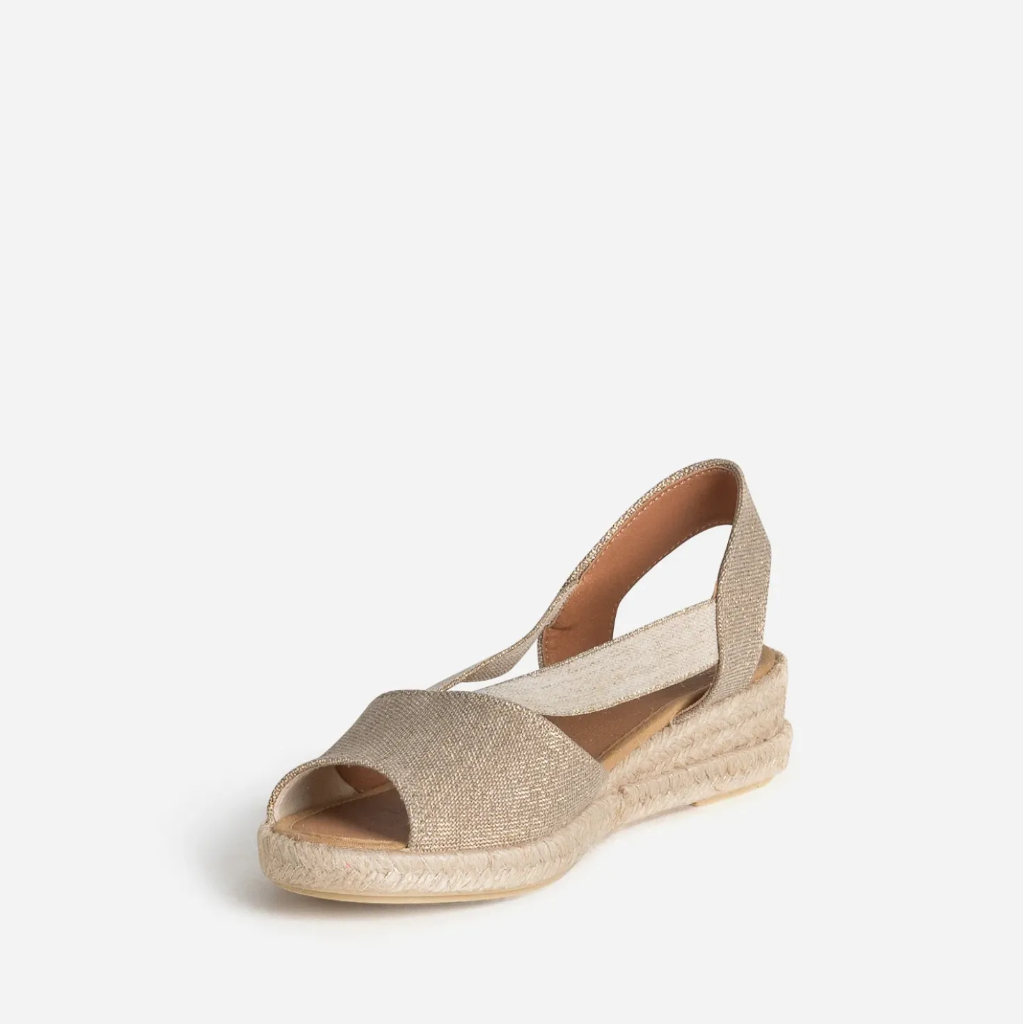 Sandale espadrille kaki lin pailleté