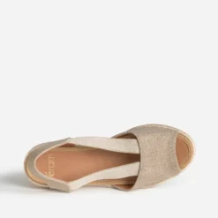 Sandale espadrille kaki lin pailleté