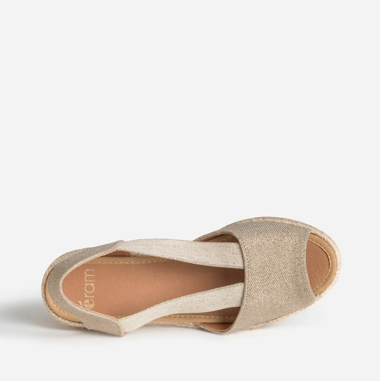 Sandale espadrille kaki lin pailleté