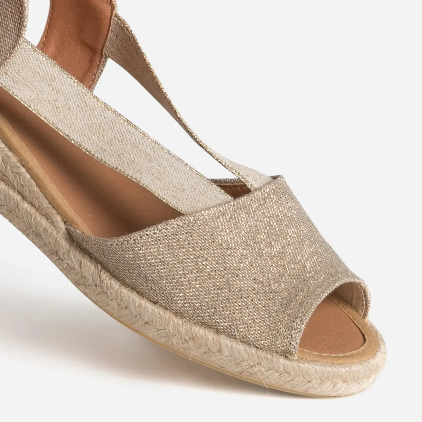 Sandale espadrille kaki lin pailleté