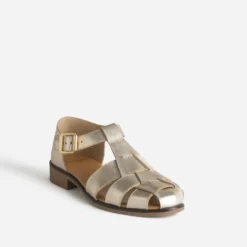 Sandale fisherman dorée cuir