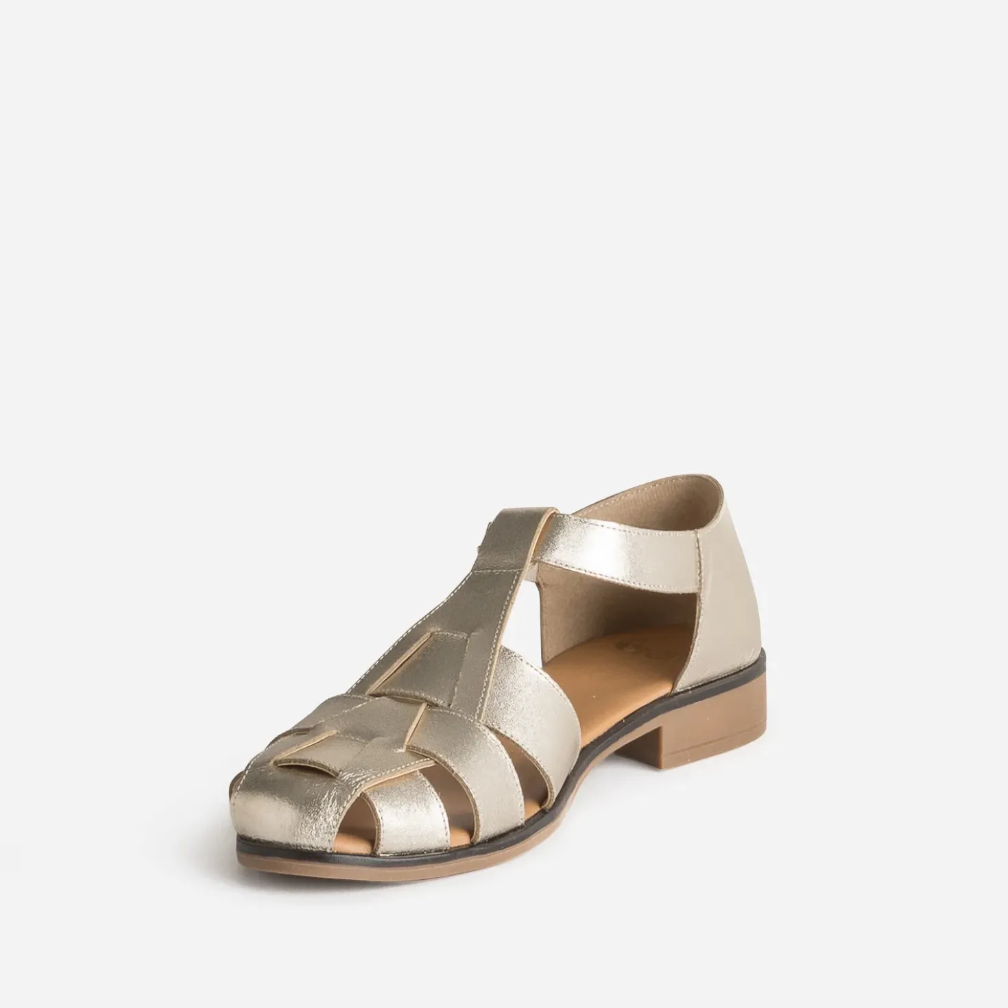 Sandale fisherman dorée cuir