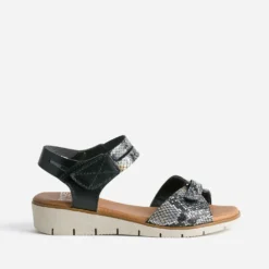 Sandale FRANCE ARNO noire cuir effet python