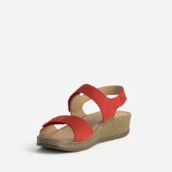 Sandale FRANCE ARNO rouge cuir nubuck