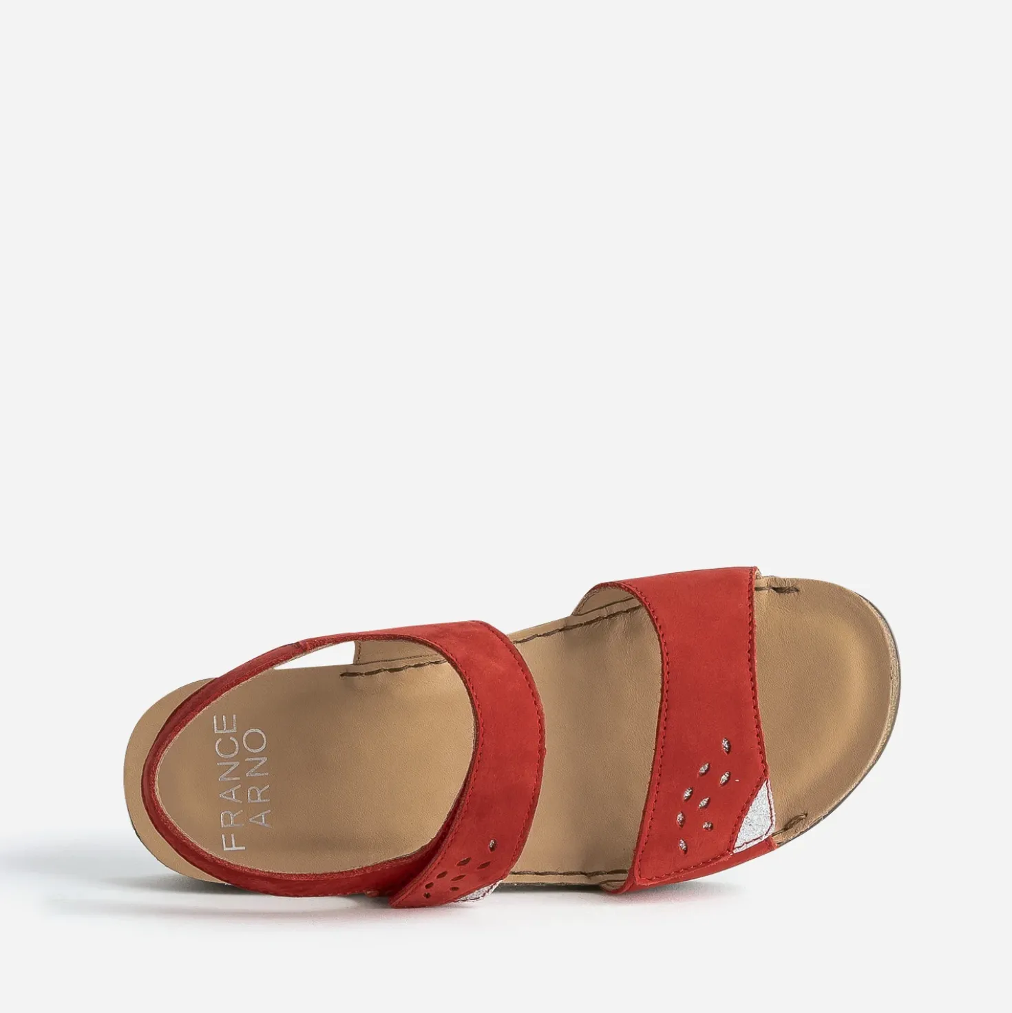Sandale FRANCE ARNO rouge cuir nubuck