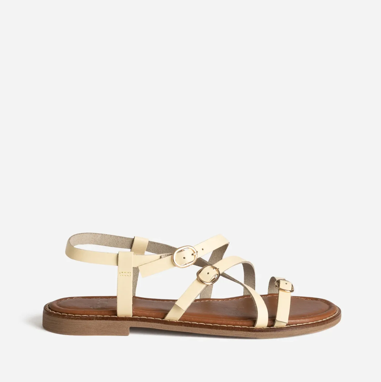 Sandale jaune cuir multi brides