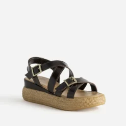 Sandale marron cuir semelle plateforme