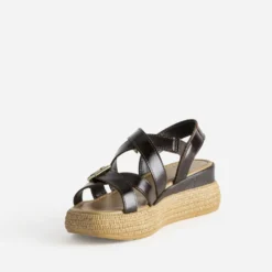 Sandale marron cuir semelle plateforme