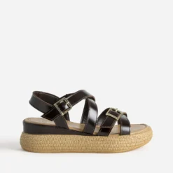 Sandale marron cuir semelle plateforme