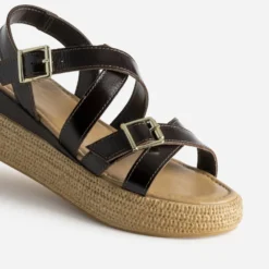 Sandale marron cuir semelle plateforme