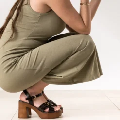 Sandale marron cuir à talon